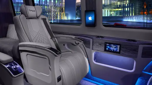 interior of luxury car with leather seats