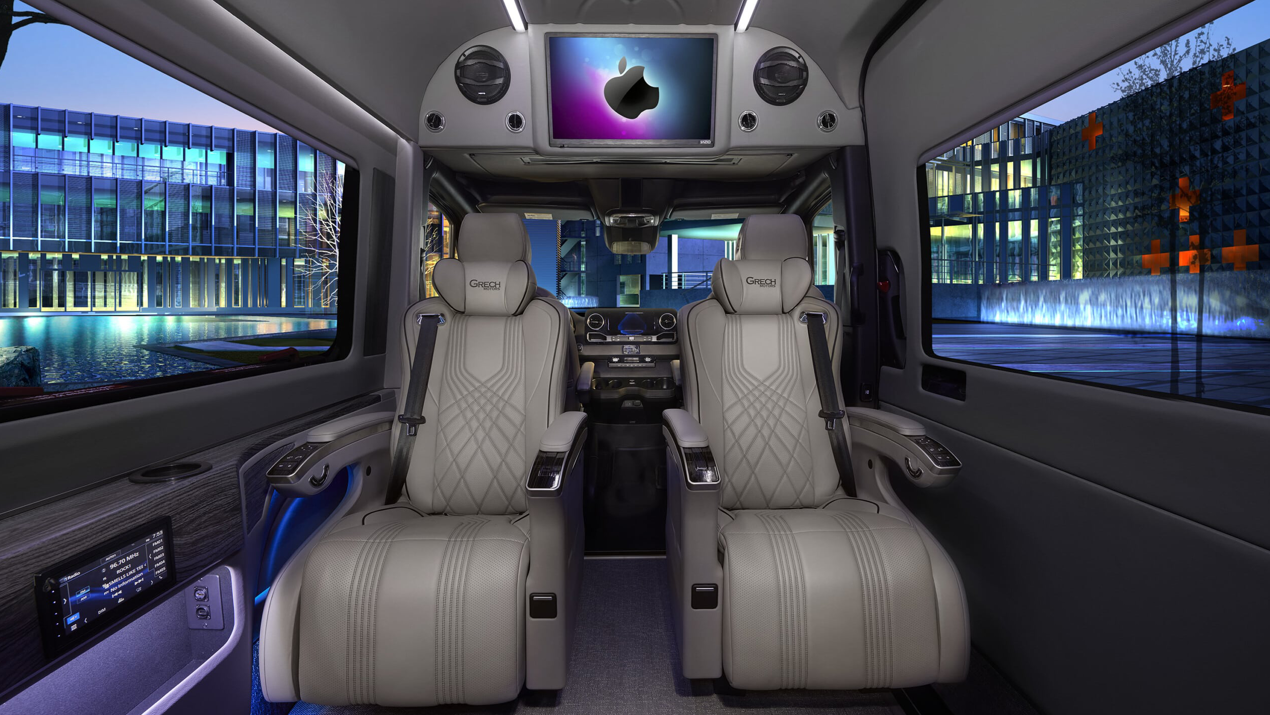 interior of luxury car with leather seats