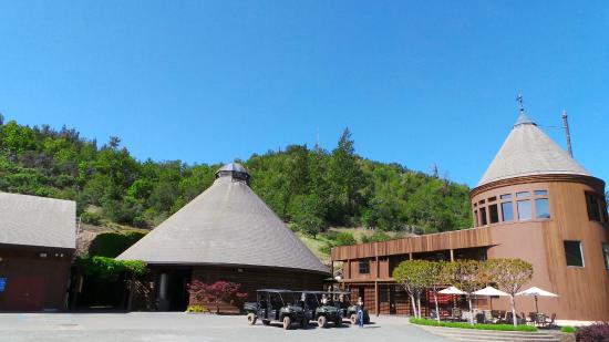The hotel building showcasing Repris Wines branding on its facade.