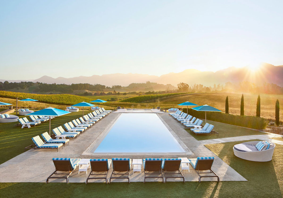 carneros resort pool surrounded by lounge chairs