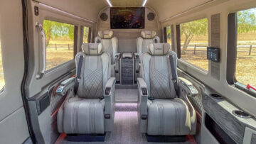 view of interior of luxury car showing leather seats