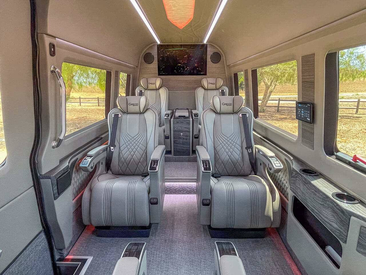 view of interior of luxury car showing leather seats