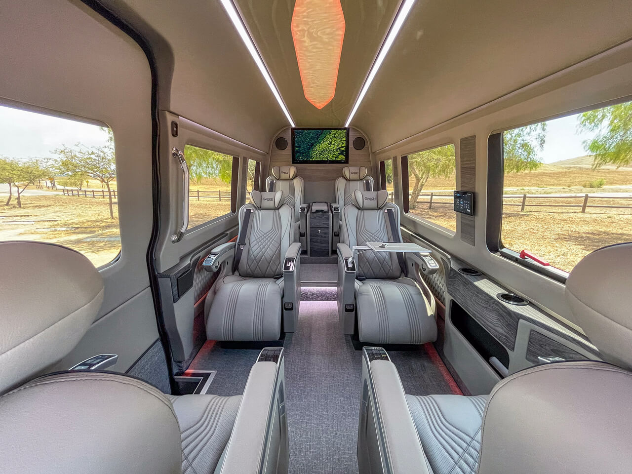 view of interior of luxury car showing leather seats