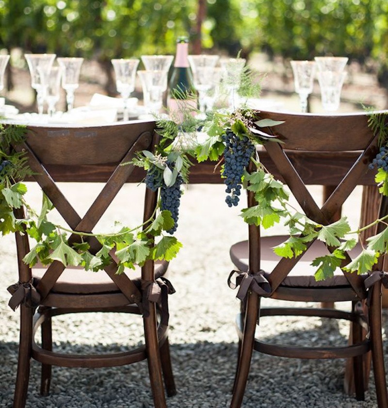 wedding chairs with grapes chairs decorated with vines and grapes