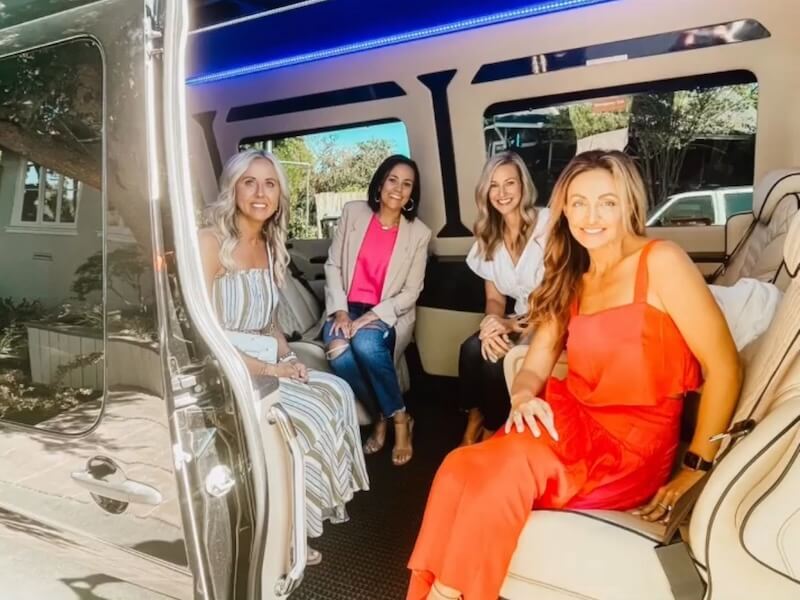 women-luxury-bus-tour women in luxury shuttle for wine tour