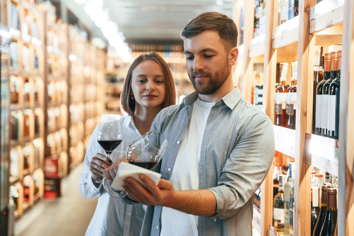 couple trying a tasting of wine